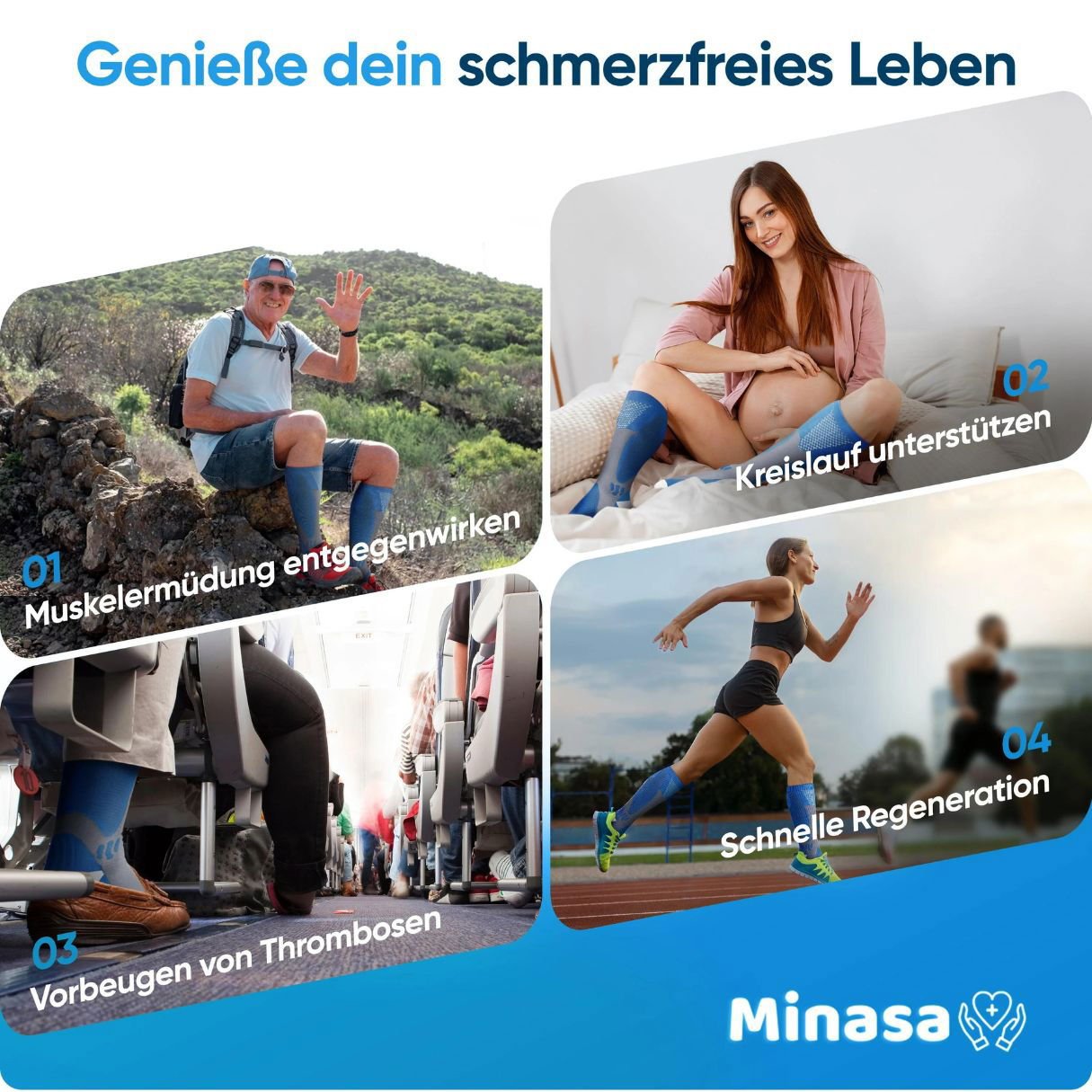 Minasa - Kompressionsstrümpfe für schmerzfreie Beine und Füße